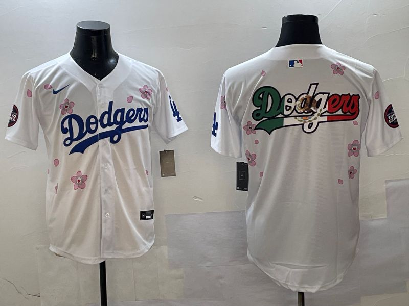 Men Los Angeles Dodgers Blank White Sakura Edition 2025 Nike MLB Jersey style 7